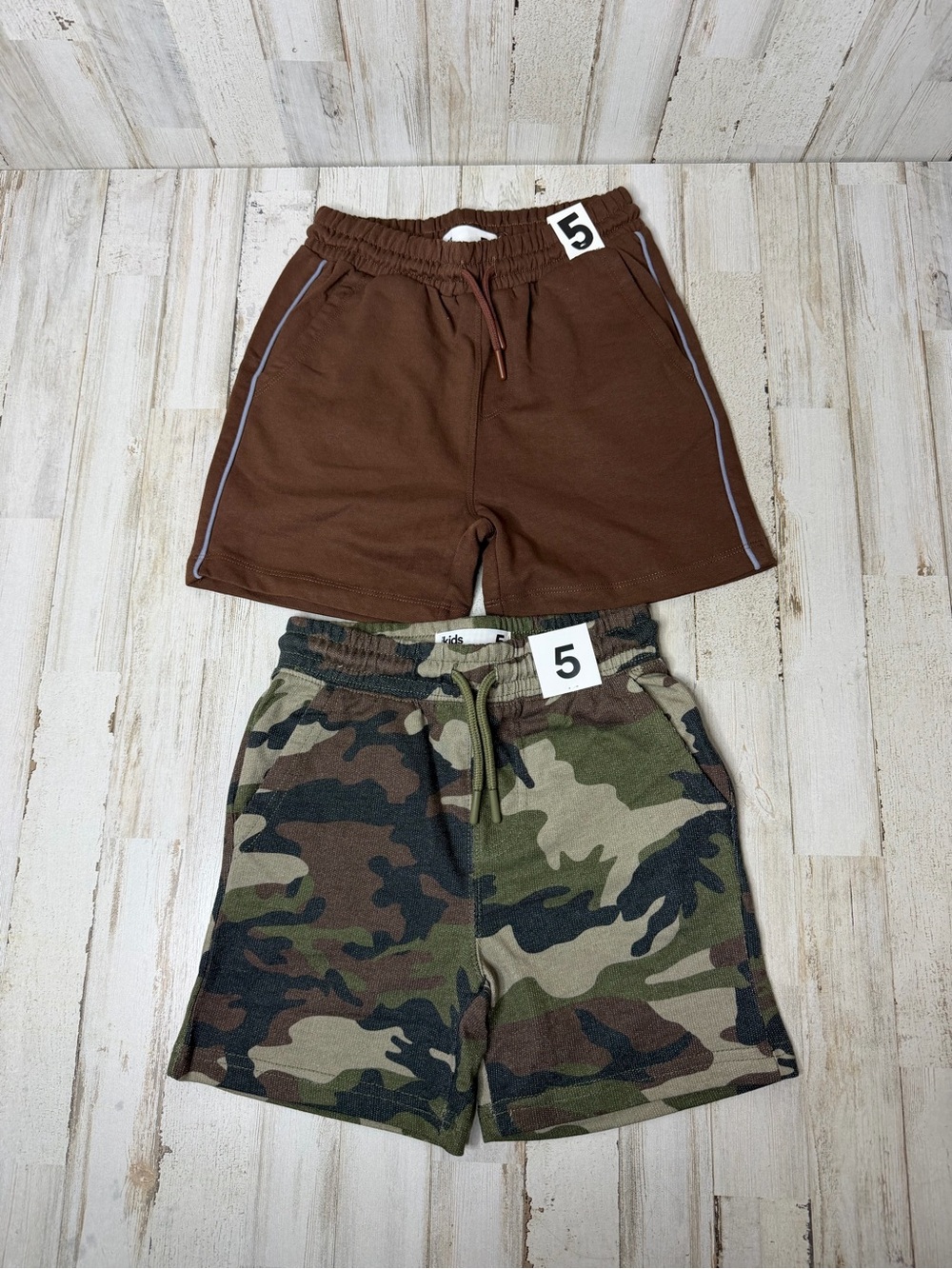 Cotton On Kids Brown Shorts + Camo Pull-On Shorts Set